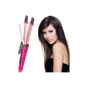 2in1 Hair Straightener & Curler pink - مكواة فرد وتجعيد الشعر 2 في 1