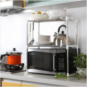 استاند ومنظم للميكرويف وحامل أدوات المطبخ من الاستانلس ستيل Microwave Rack